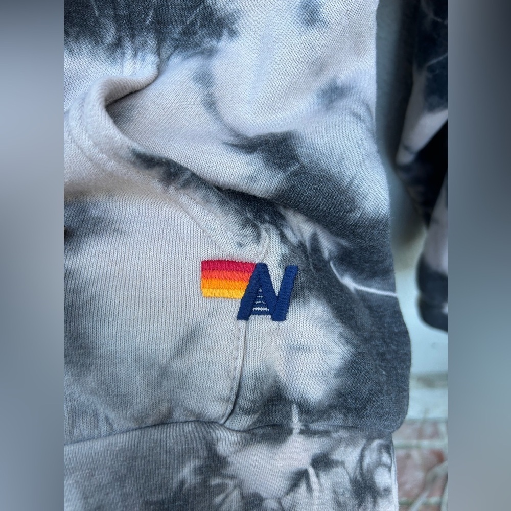 ❌SOLD❌AVIATOR NATION HAND DYED PULLOVER HOODIE RELAXED Tie Dye Vintage Charcoal - Picture 2 of 5